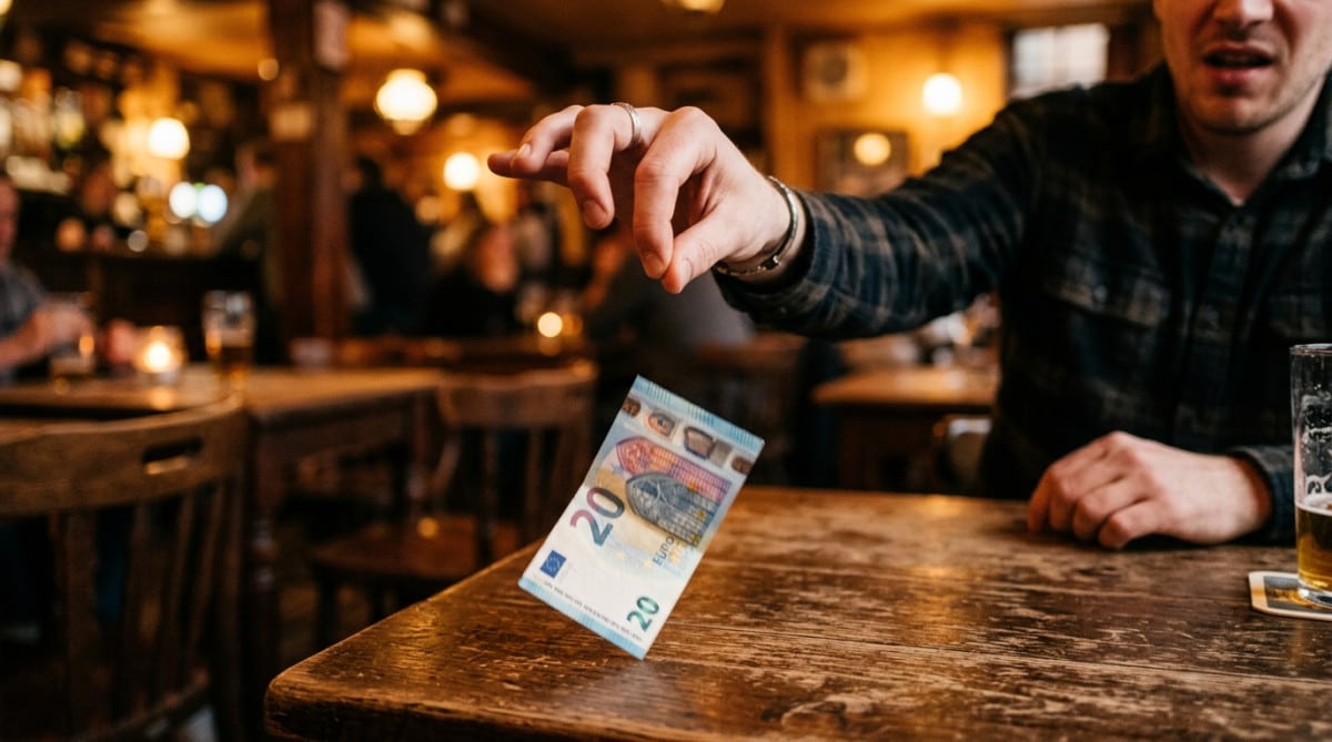 Doigts se refermant sur du vide après la chute du billet