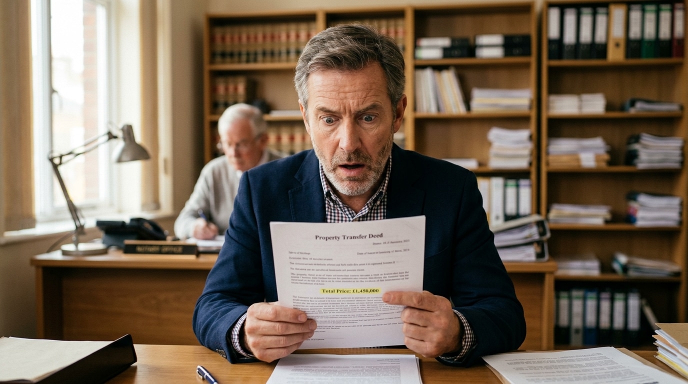 Homme regardant des documents chez le notaire