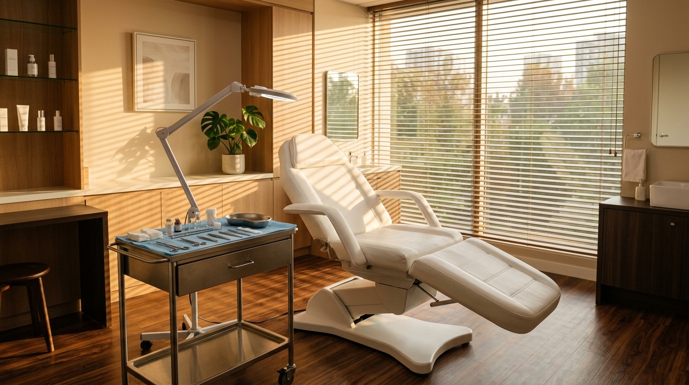 Cabinet de chirurgie esthétique vide avec fauteuil médical