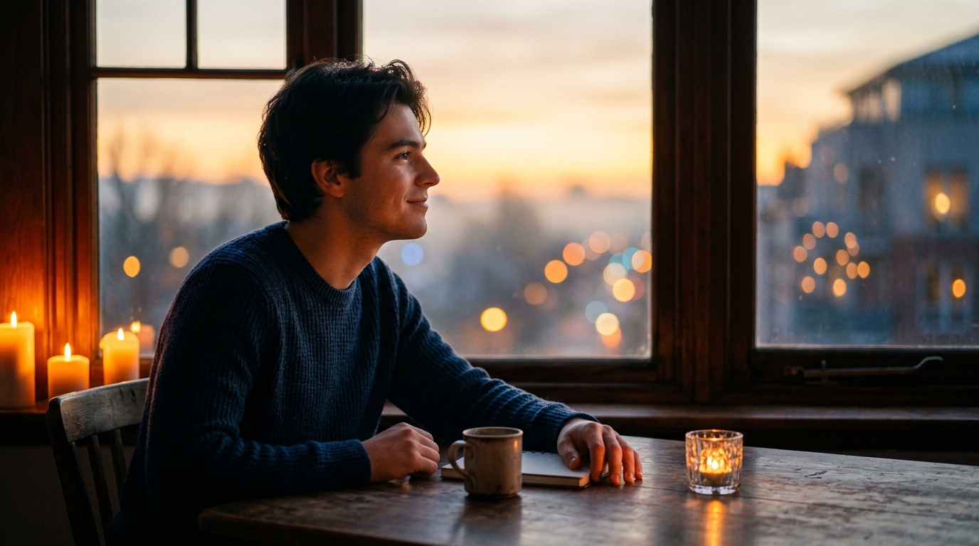 Homme au lever du jour porté par un nouveau départ