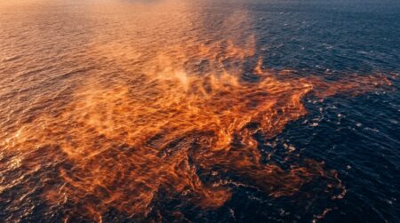 Vue aérienne de l'océan Pacifique avec anomalies thermiques