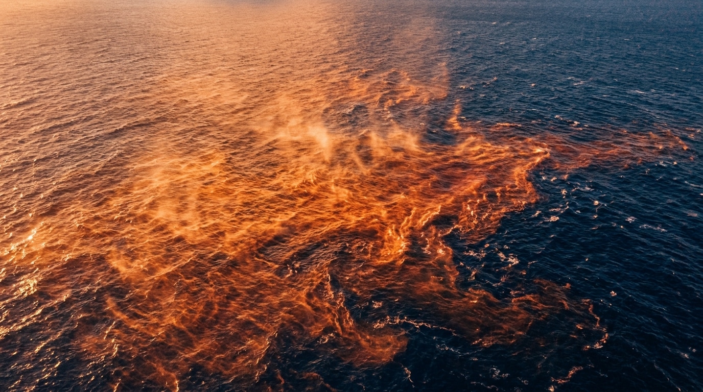 Vue aérienne de l'océan Pacifique avec anomalies thermiques