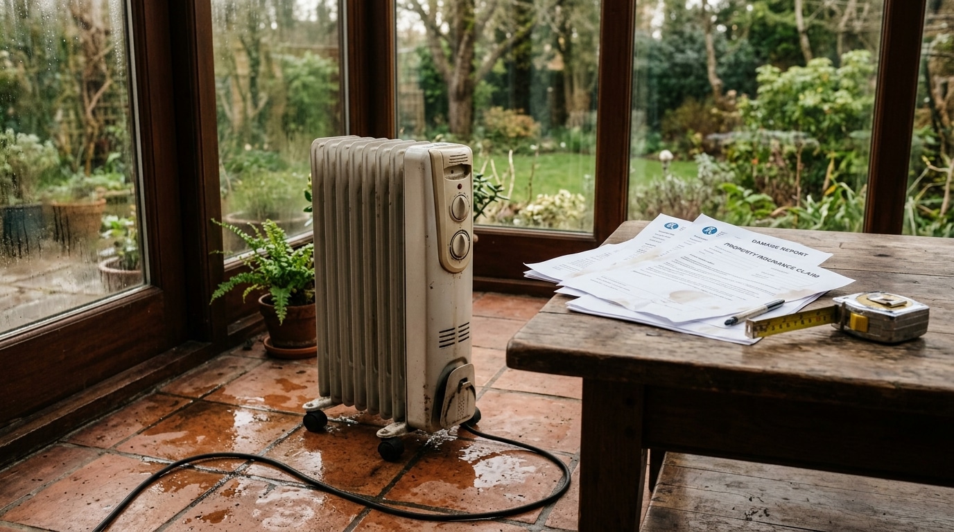 Radiateur d'appoint posé dans une véranda fermée