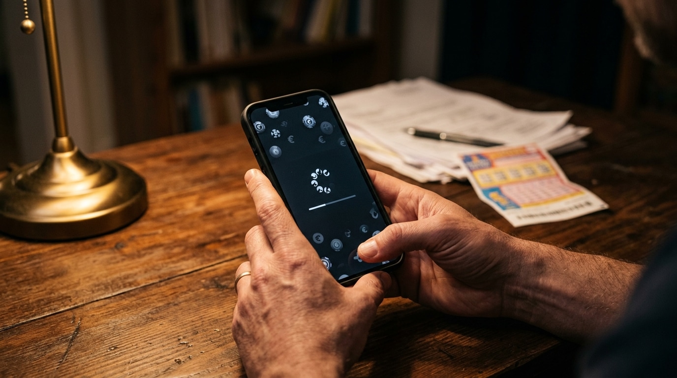 Application mobile de loterie affichant un blocage sur smartphone