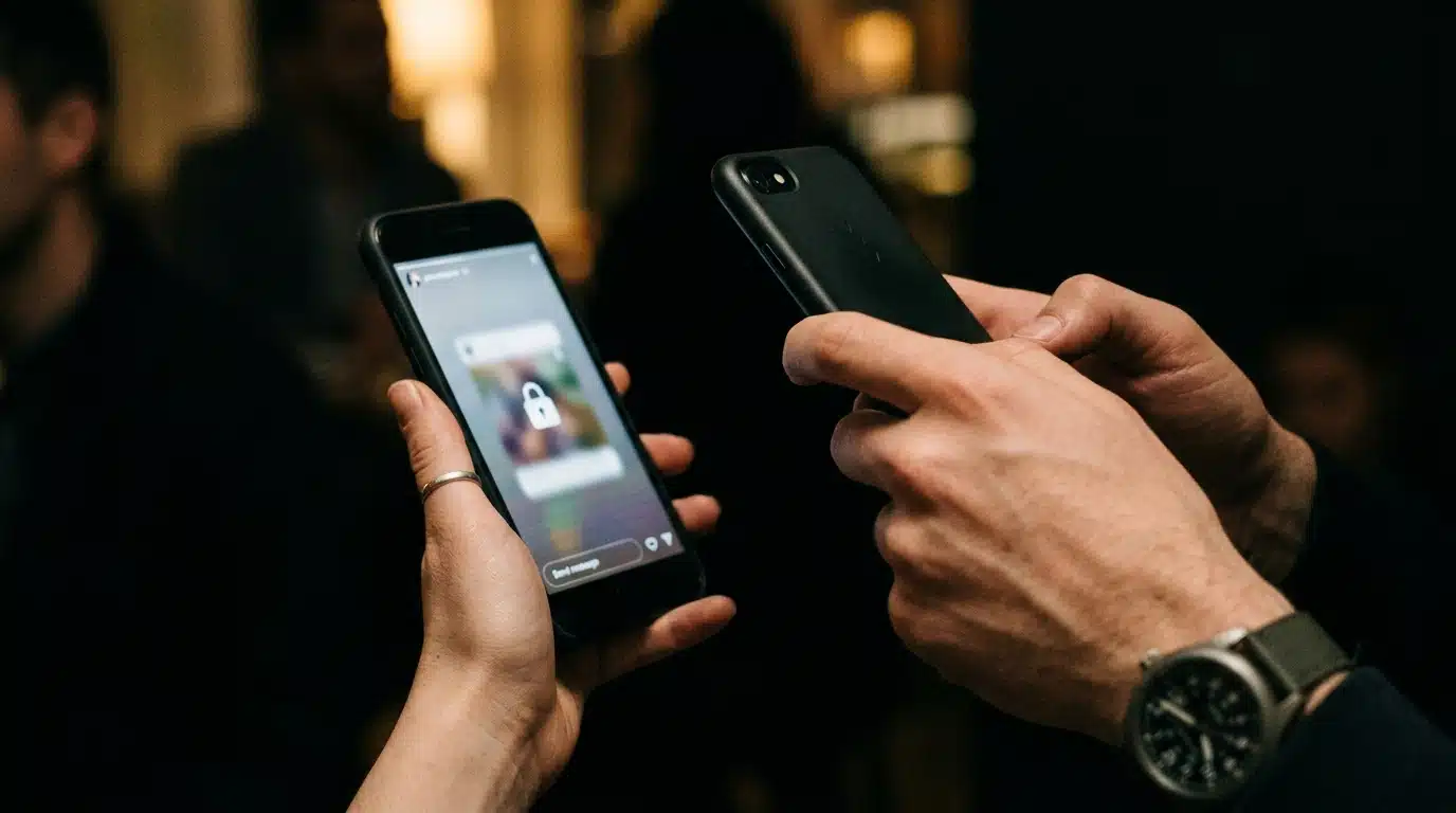 Photo d'un téléphone capturant l'écran d'un autre en secret