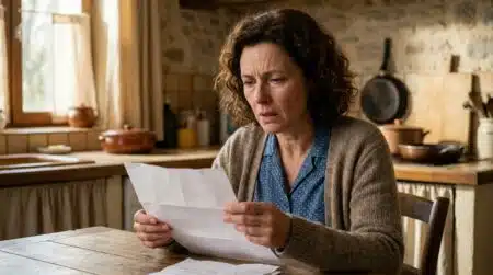 Femme lisant un courrier de la caisse de retraite