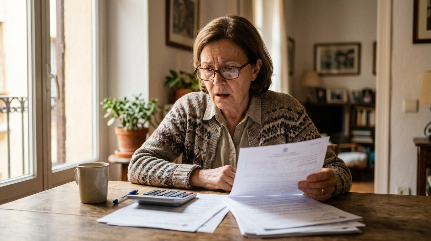 Femme senior inquiète face à des documents administratifs