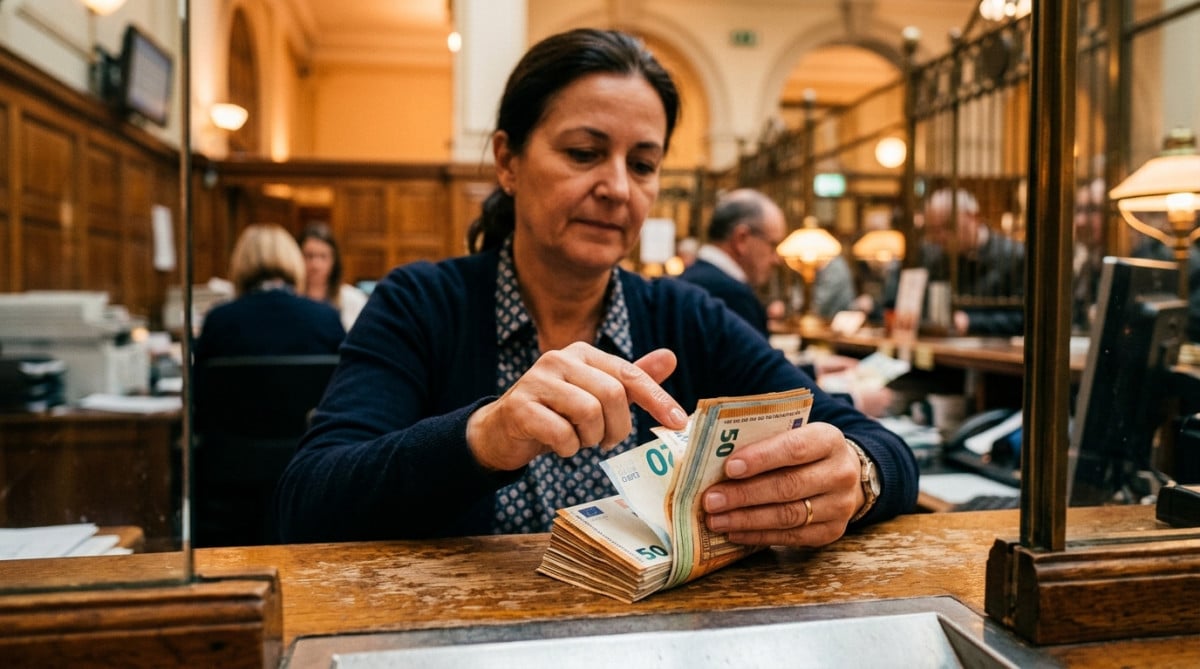 Employé comptant des billets avec le doigt mouillé