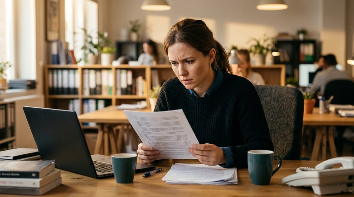Employé stressé lisant une clause de formation