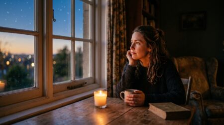 Femme pensive à la lumière dorée du soir