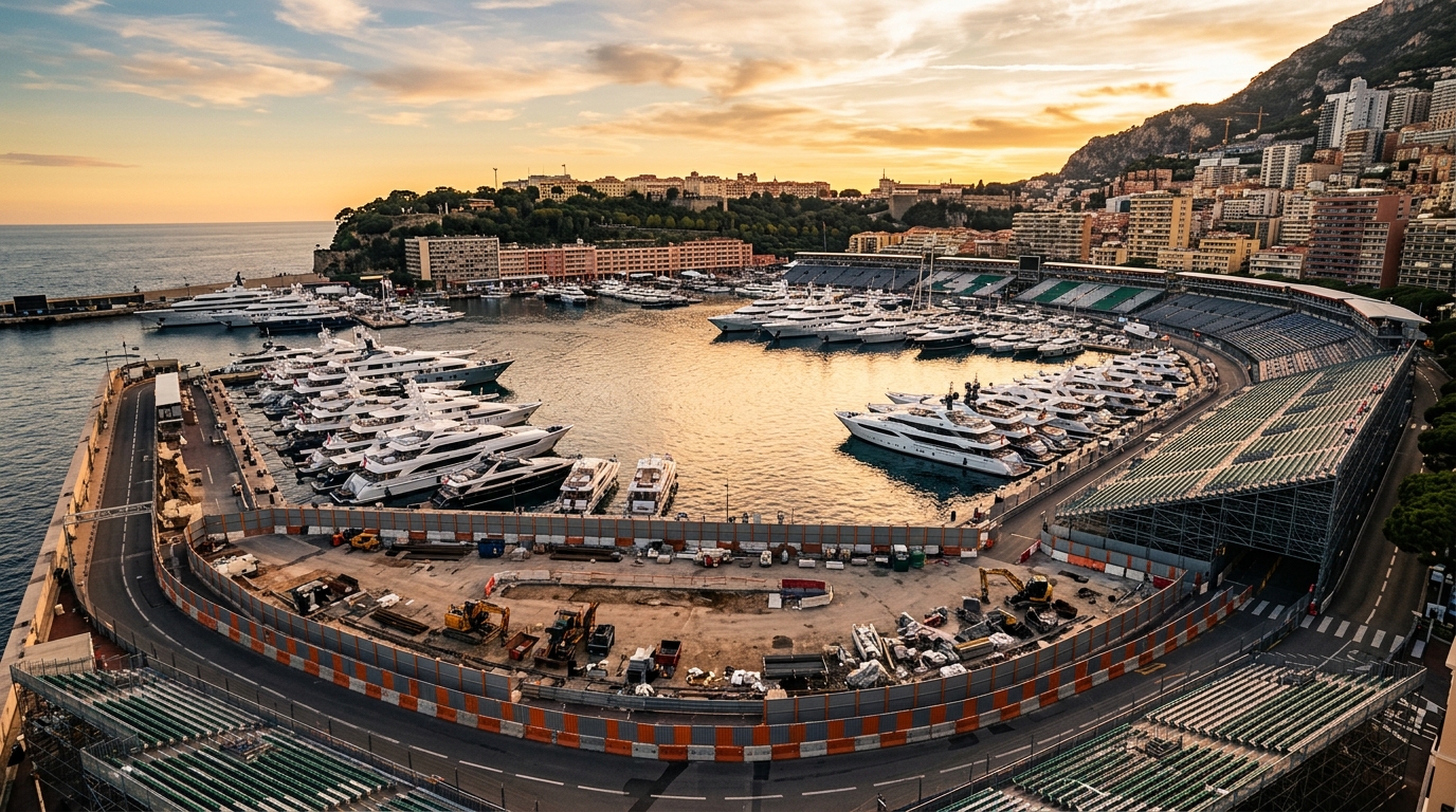 Vue aérienne du port Hercule et de l'esplanade des Pêcheurs