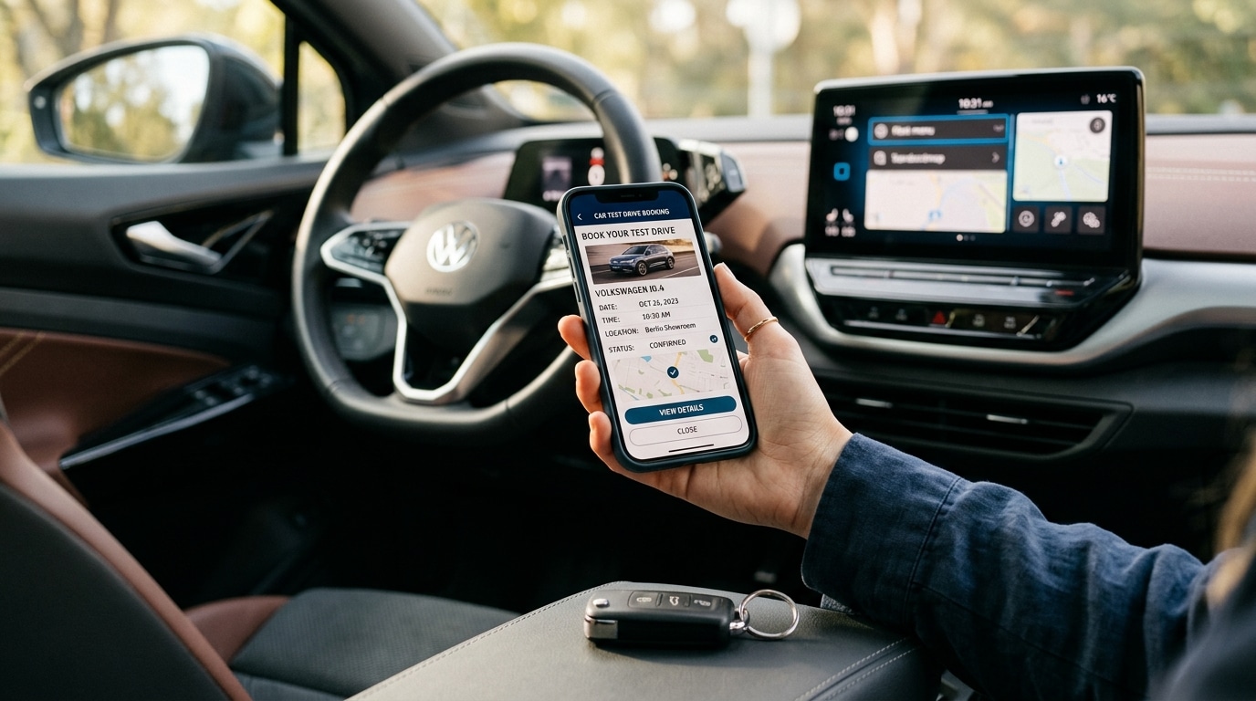 Main tenant un smartphone près d'un tableau de bord de voiture