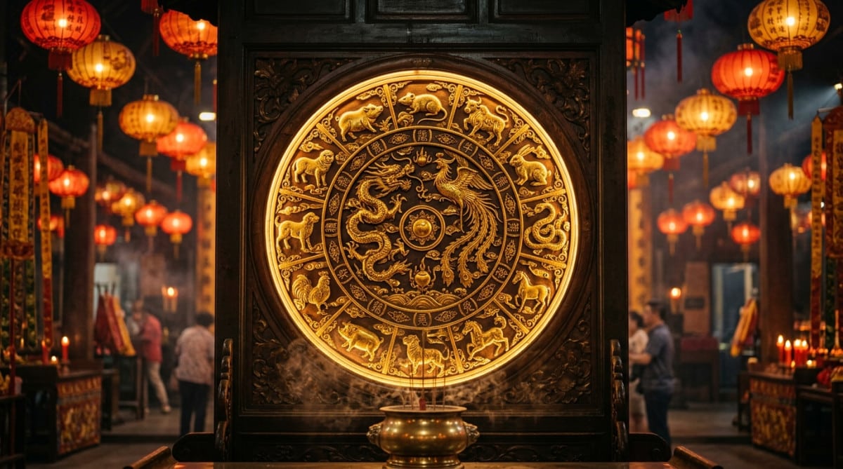 Femme méditant dans une ambiance mystique dorée pour illustrer l'horoscope chinois du 21 septembre 2026