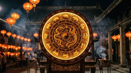 Femme méditant sous une lumière dorée mystique symbolisant l'horoscope chinois du 4 septembre 2026