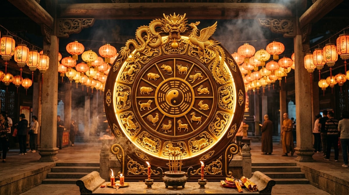 Femme sereine méditant dans un jardin mystique doré symbolisant l'horoscope chinois du 3 septembre 2026