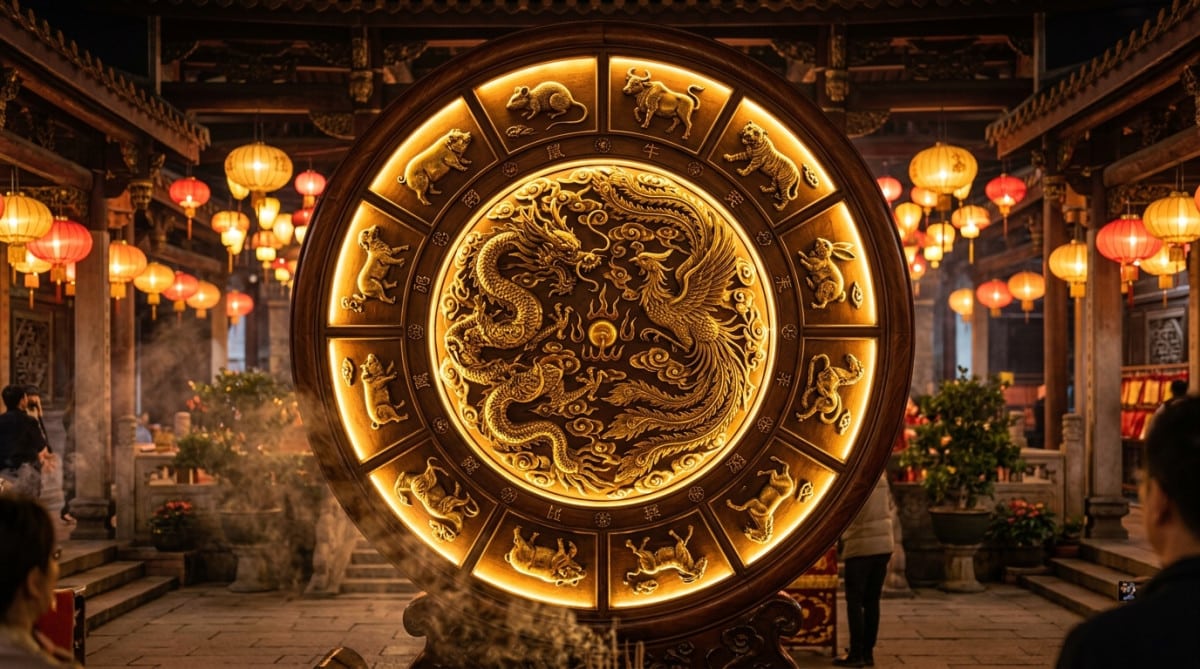 Femme sereine méditant sous une lumière dorée mystique symbolisant l'horoscope chinois du 17 septembre 2026