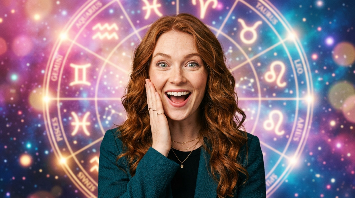 Femme souriante sous un ciel étoilé mystique symbolisant l'horoscope du 7 septembre 2026