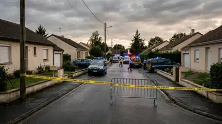 Rue pavillonnaire bouclée par des véhicules de gendarmerie