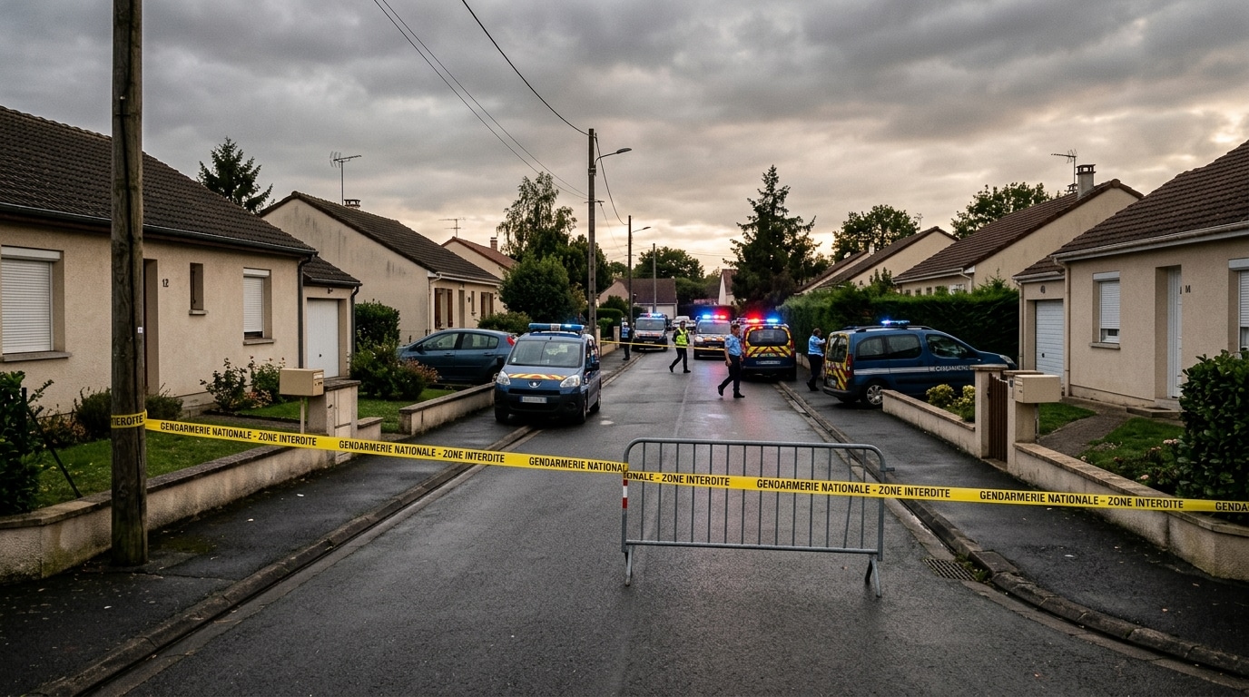 Rue pavillonnaire bouclée par des véhicules de gendarmerie
