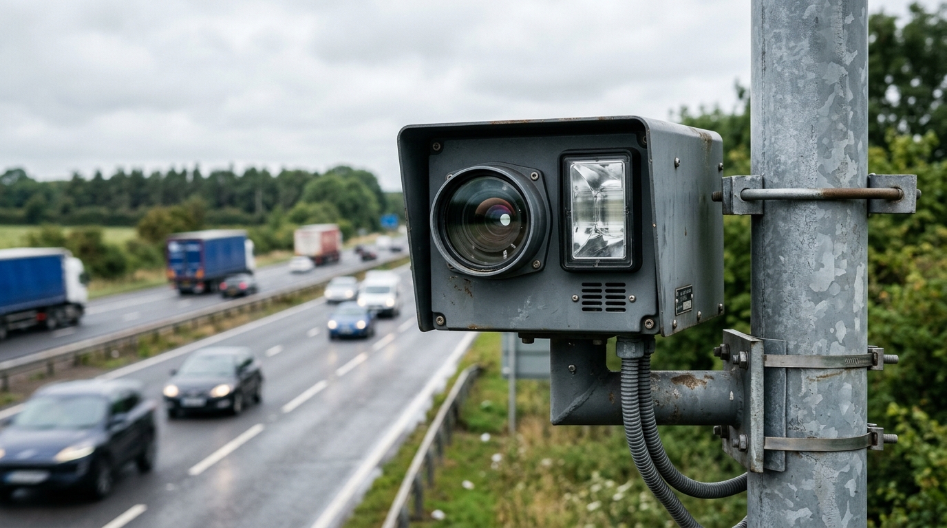 Radar automatique fixe installé au bord d'une route