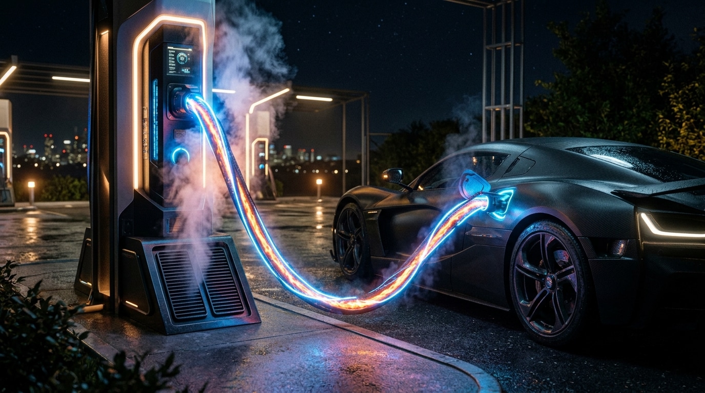 Borne de recharge électrique ultra-rapide la nuit