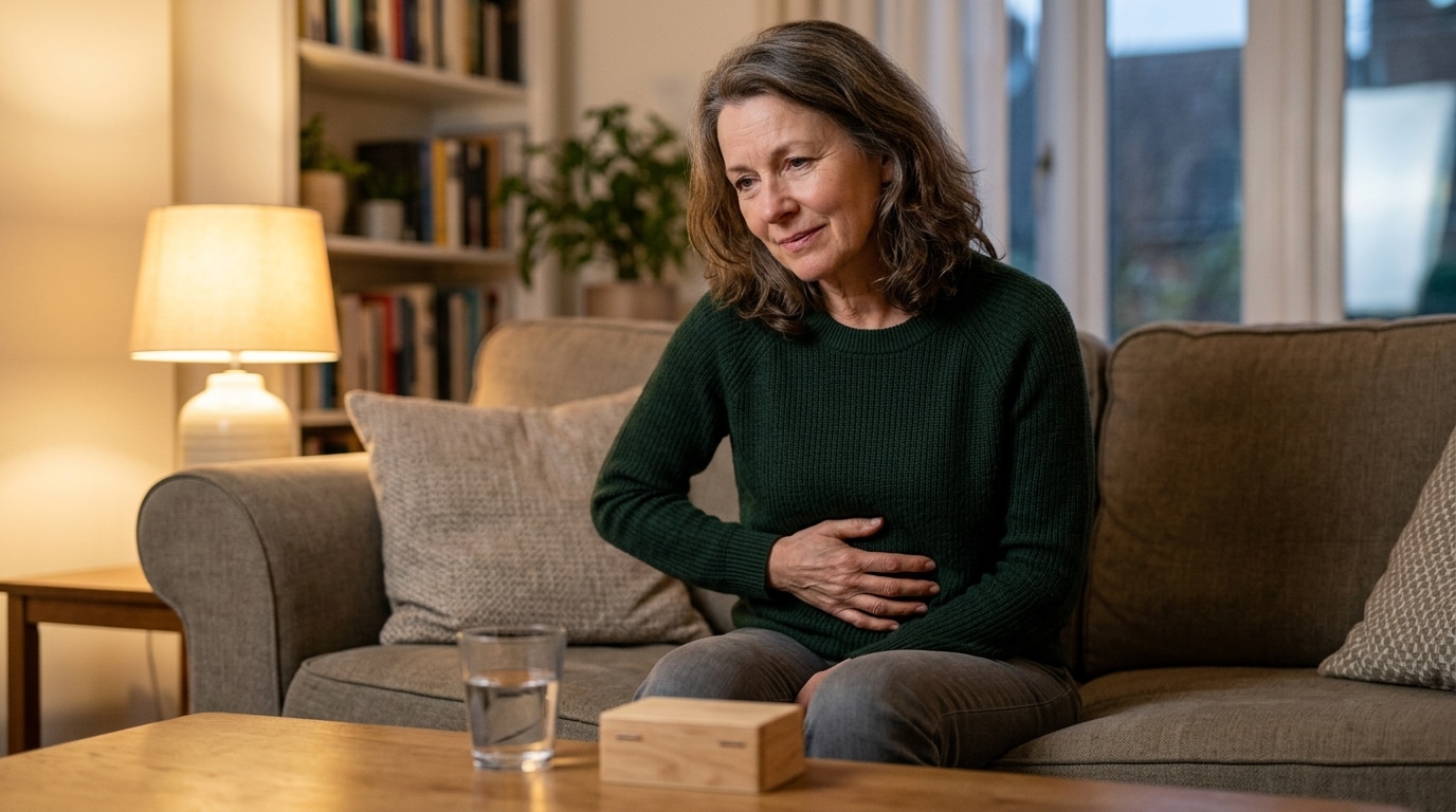 Femme ressentant des effets secondaires d'un médicament amaigrissant