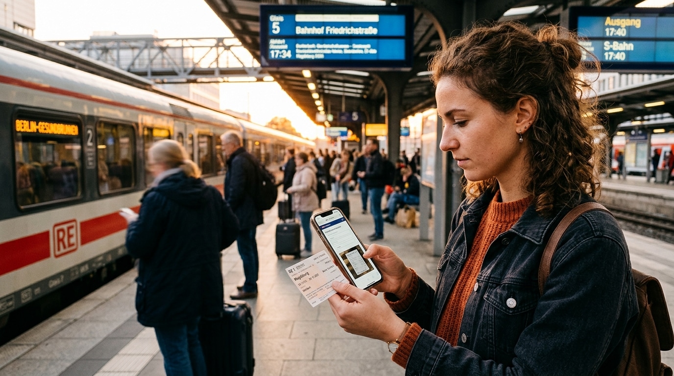 Femme remplissant une demande de remboursement sur son téléphone