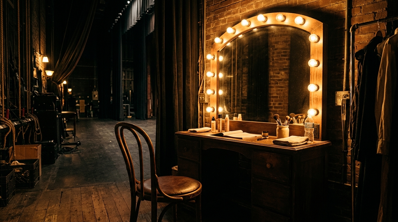 Coulisses de théâtre dans une lumière chaude
