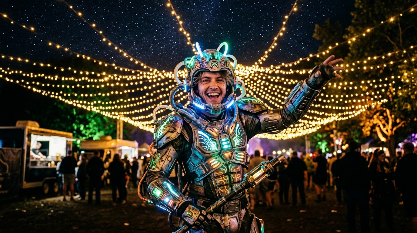 Homme déguisé en extraterrestre excentrique signe Verseau