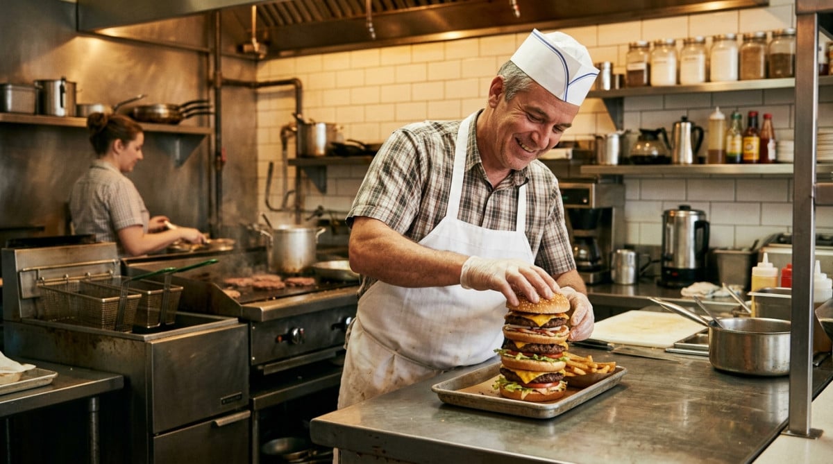 Homme assemblant le premier prototype du Big Mac