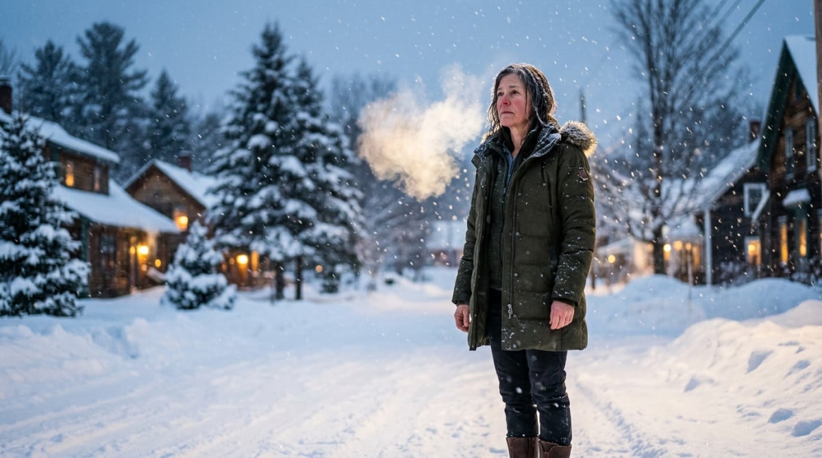 Homme dehors sous la neige sans bonnet en hiver