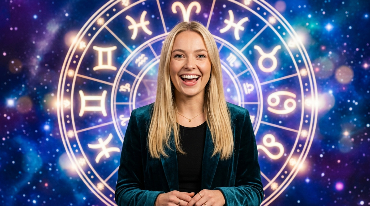 Homme émerveillé face à une lumière céleste dorée illustrant les prédictions astrologiques du jour