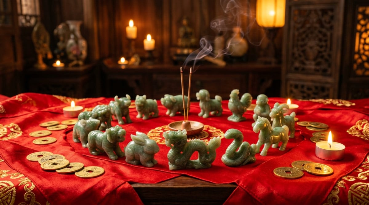 Homme émerveillé tenant un parchemin ancien sous des lanternes lumineuses, ambiance astrologie chinoise