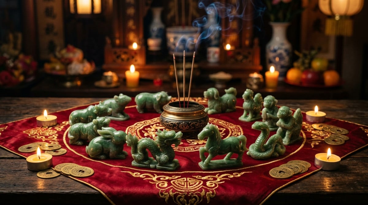 Homme joyeux contemplant le ciel étoilé dans une cour chinoise traditionnelle illuminée