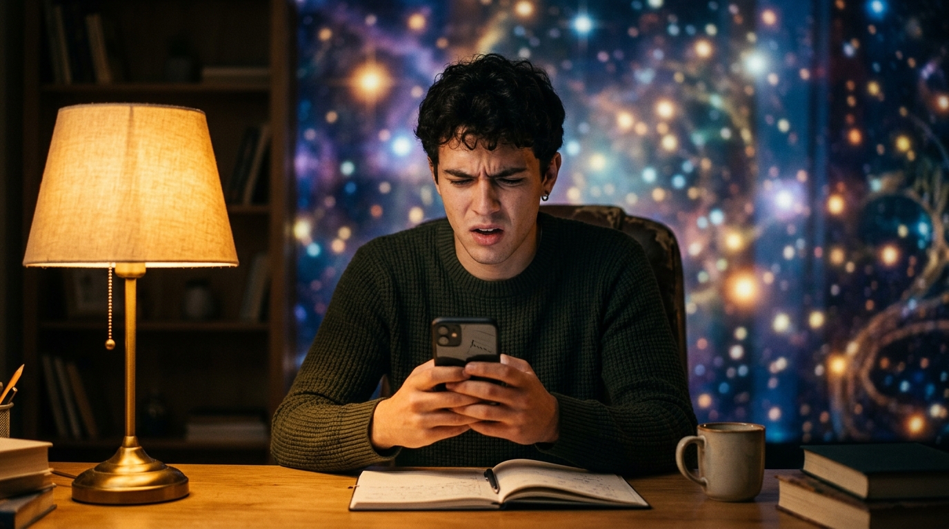 Homme confus regardant son téléphone avec anxiété