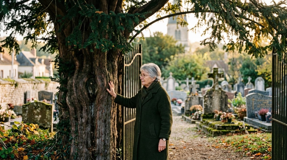 If ancien planté à l'entrée d'un cimetière français