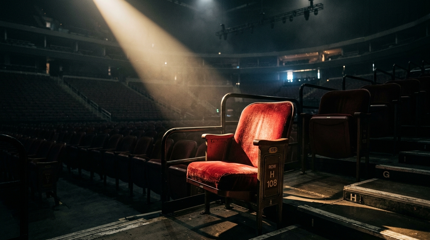 Fauteuil vide de salle de concert sous un projecteur