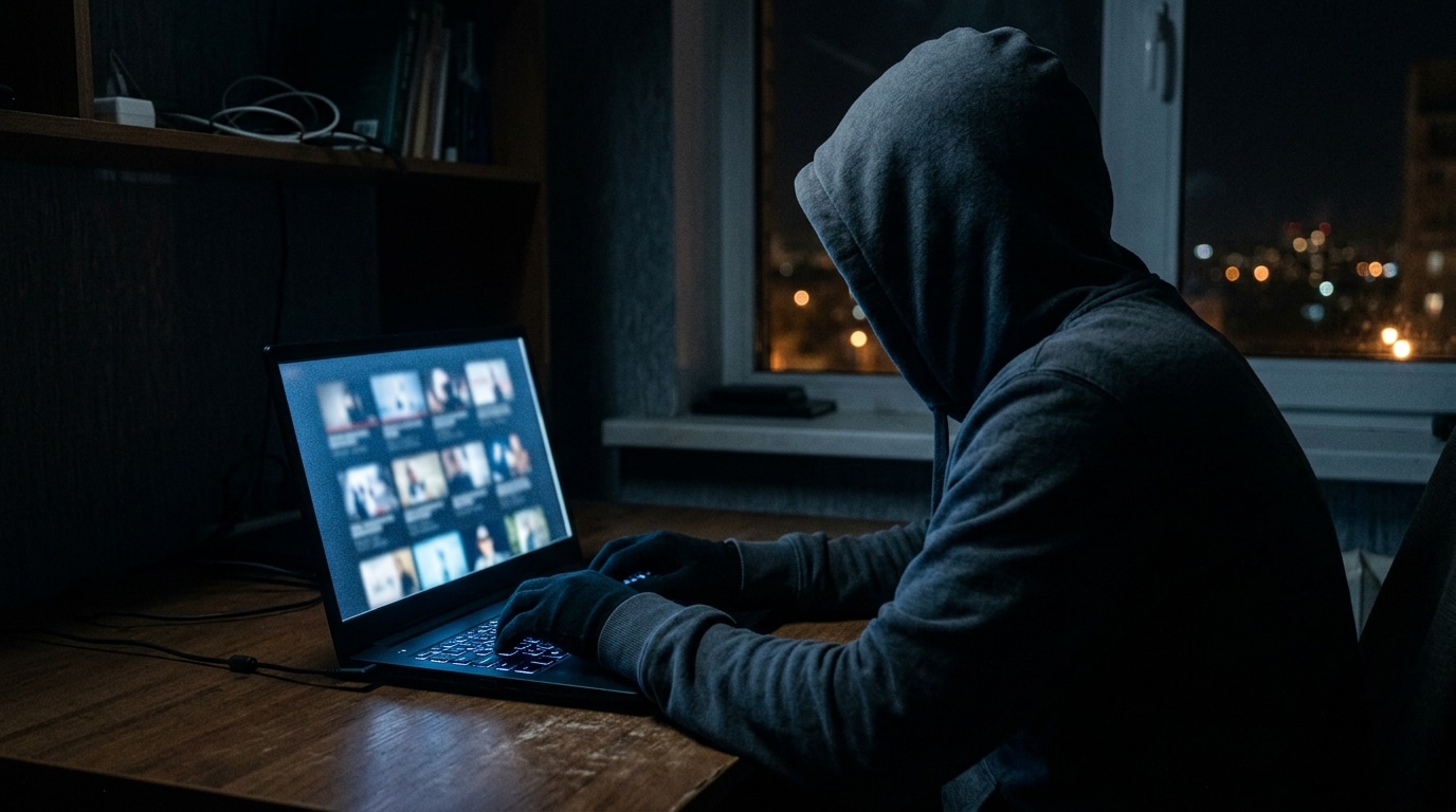 Écran d'ordinateur dans une pièce sombre la nuit