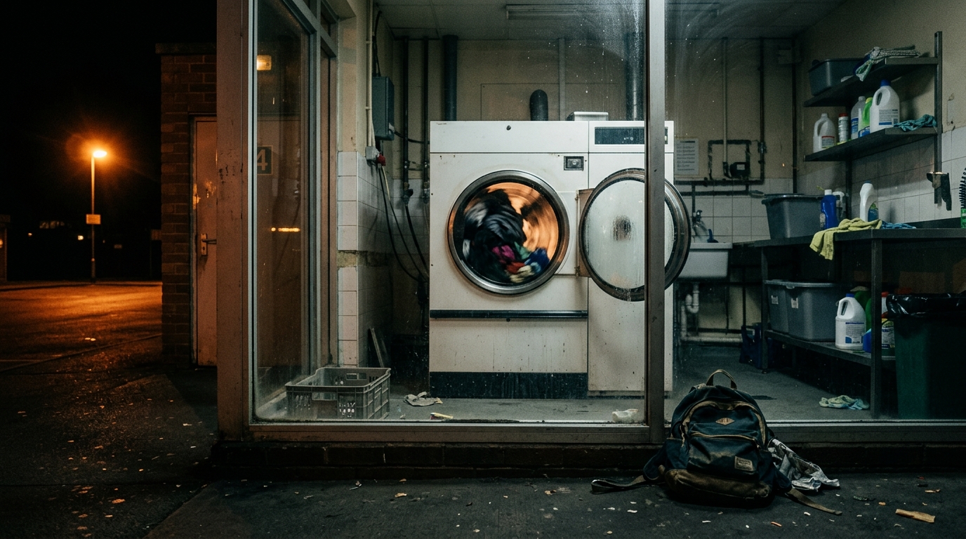 Machine à laver en marche dans une arrière-boutique