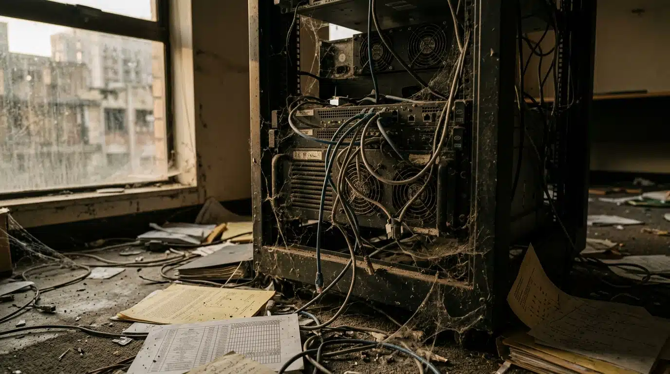 Bureaux abandonnés d'une ancienne plateforme d'échange