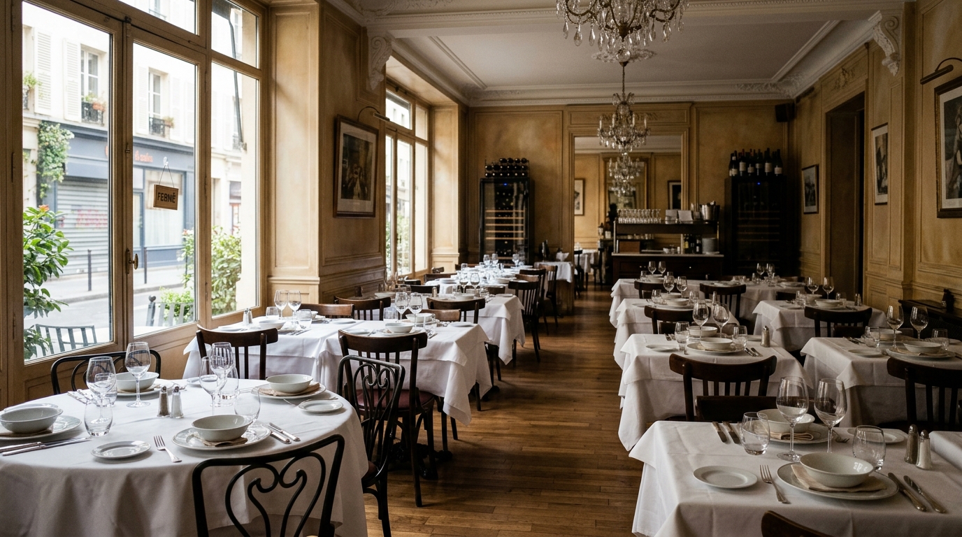 Salle de restaurant vide en pleine journée