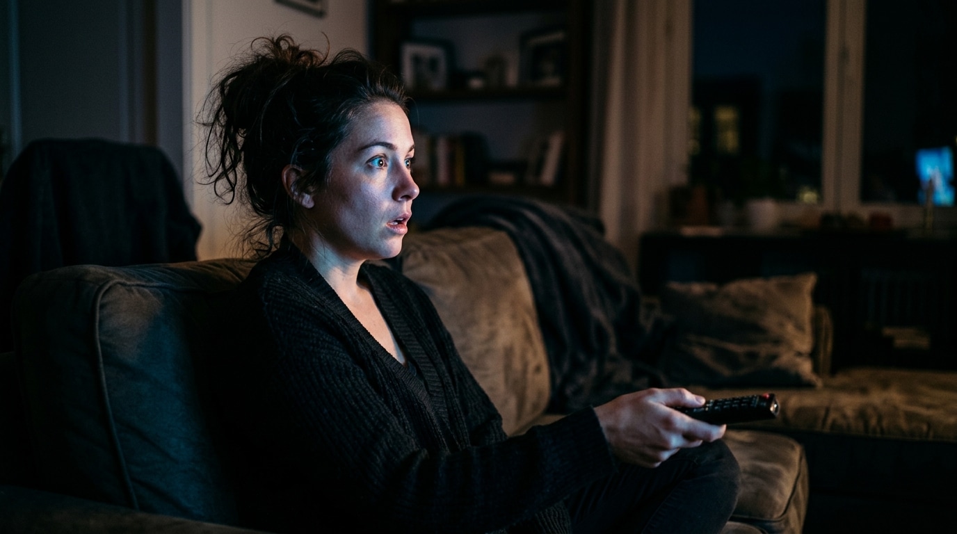 Personne captivée regardant un écran la nuit