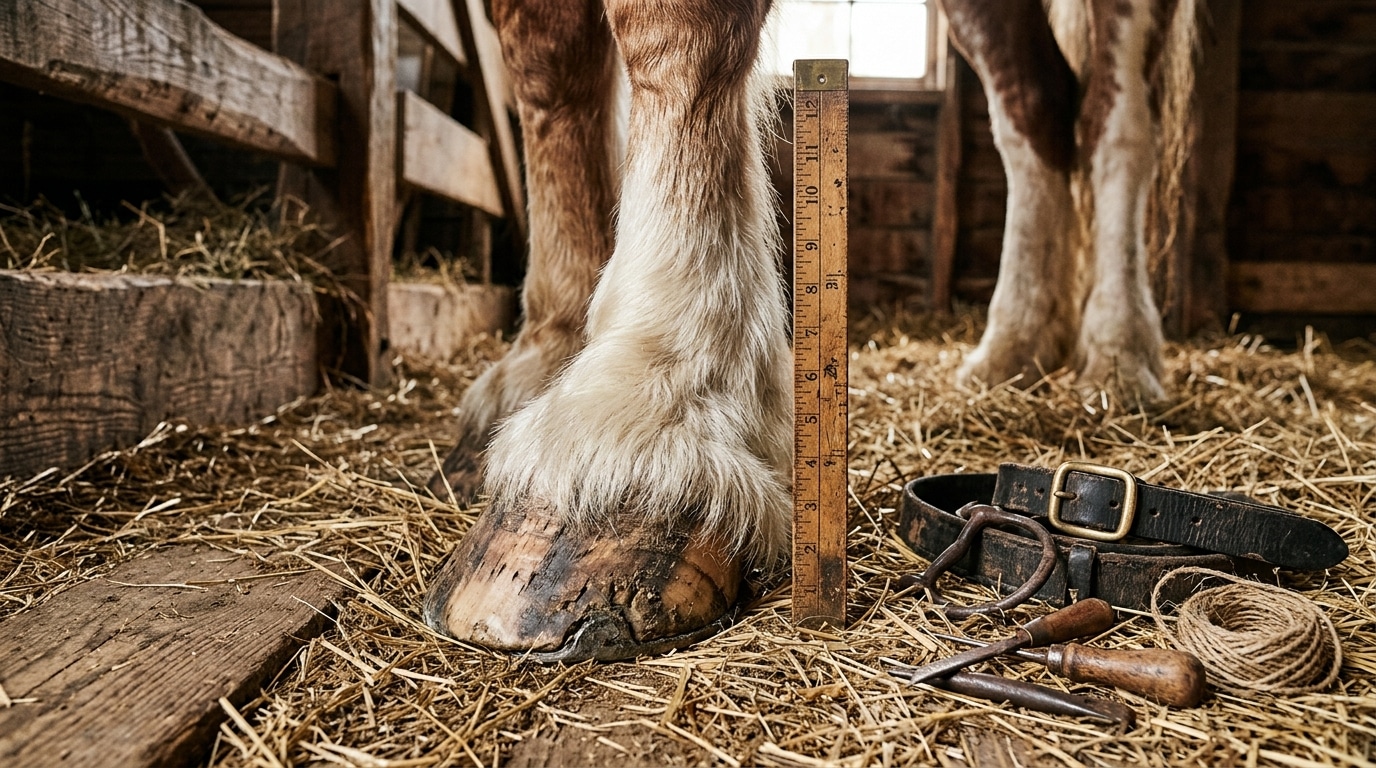 Sabot et harnais anciens d'un cheval de trait