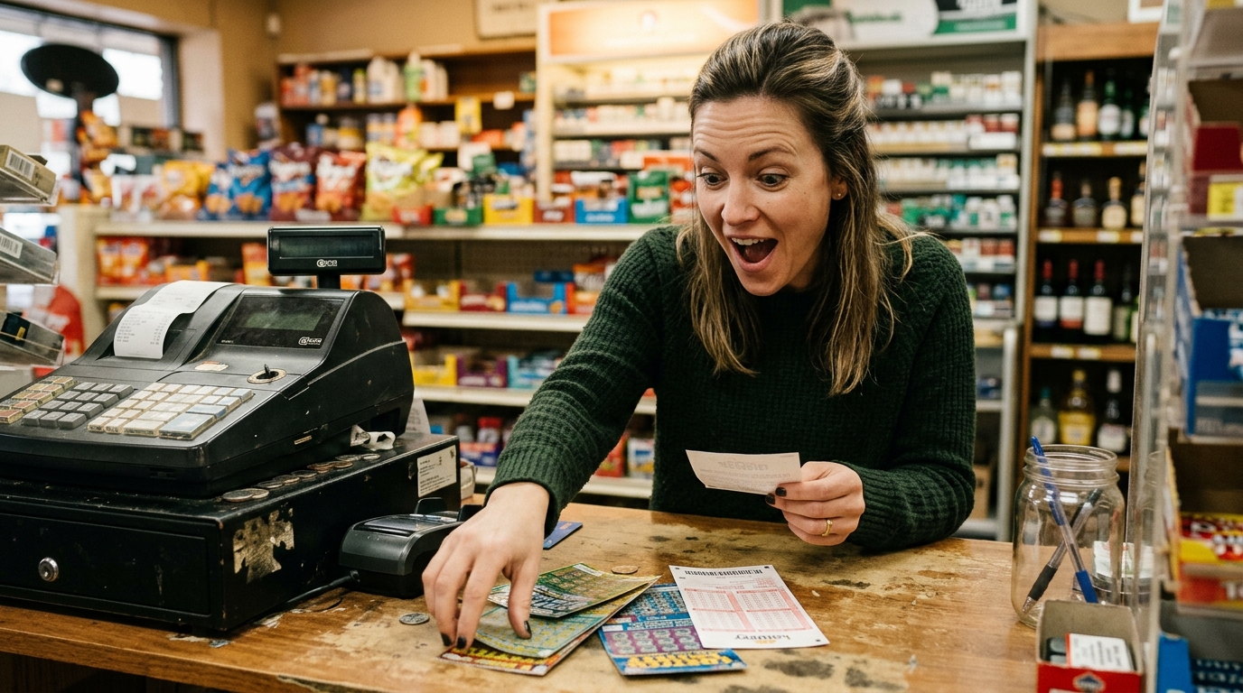 Tickets de loterie abandonnés sur un comptoir de magasin