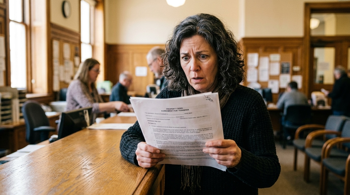 Homme surpris tenant un document à la mairie
