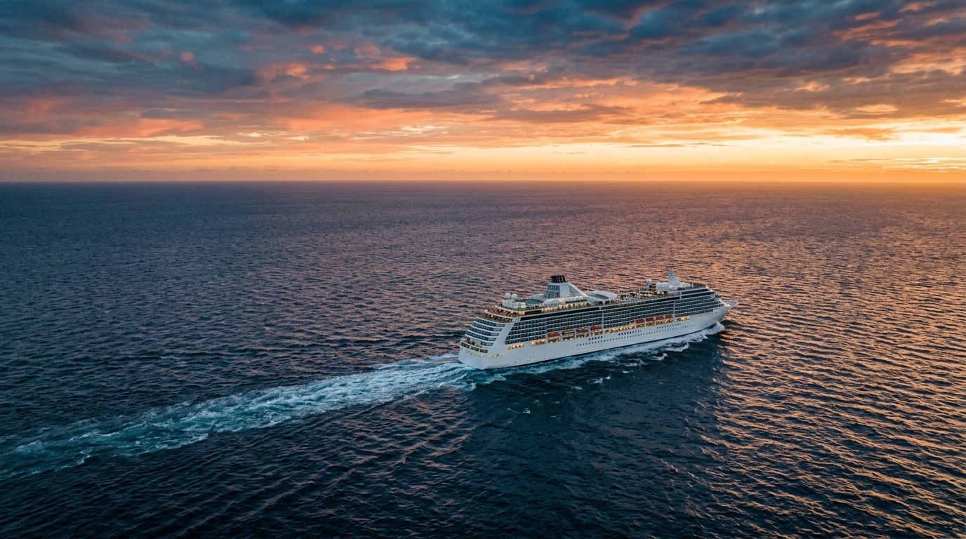 Paquebot de croisière vu depuis les airs en mer