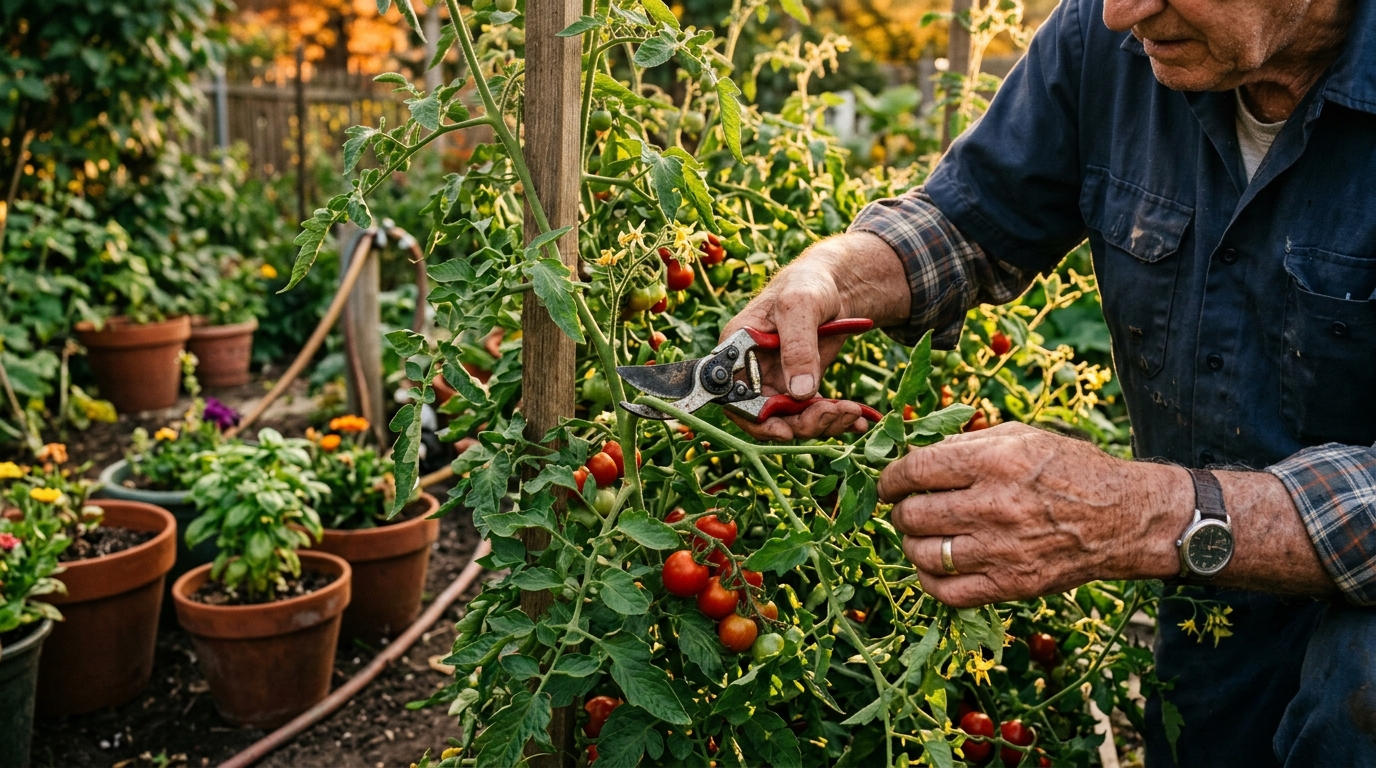 Mains d'un homme âgé jardinant sans aide visuelle