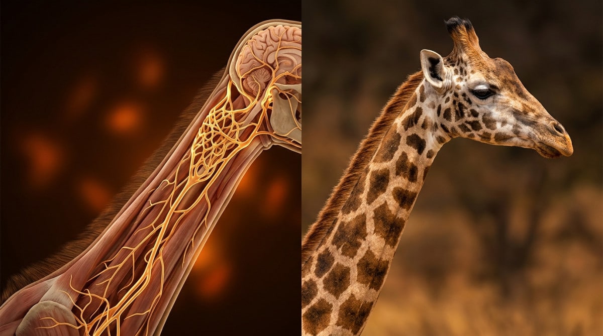 Illustration du réseau de vaisseaux sanguins dans le cou de la girafe