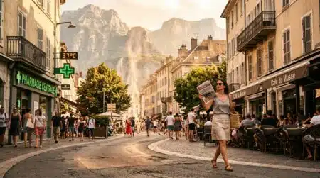 Rue de Grenoble sous une vague de chaleur intense
