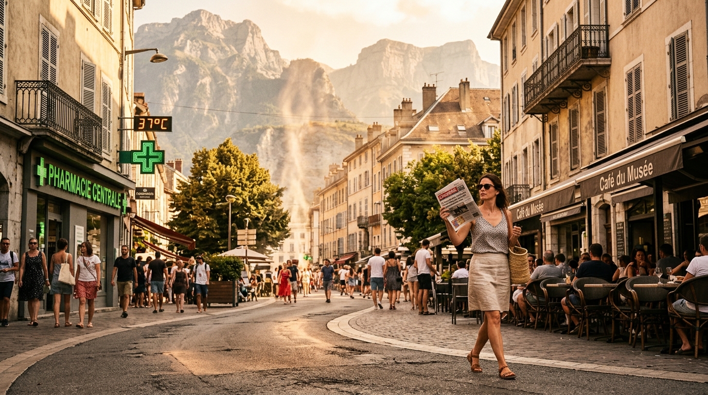 Rue de Grenoble sous une vague de chaleur intense